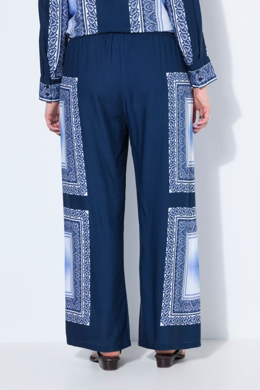 Scarf Print High Waist Wide Leg Pants