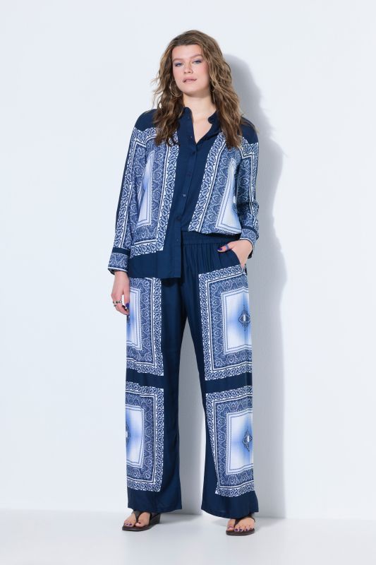Scarf Print High Waist Wide Leg Pants