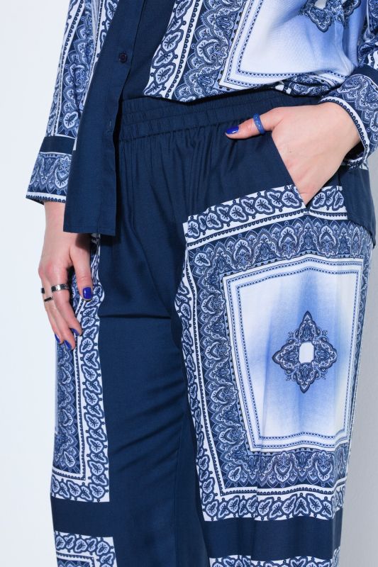 Scarf Print High Waist Wide Leg Pants