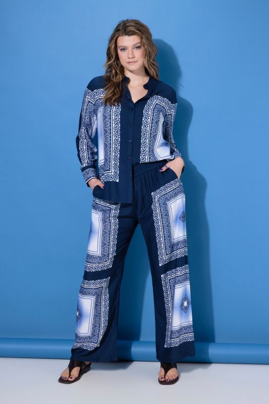 Scarf Print High Waist Wide Leg Pants
