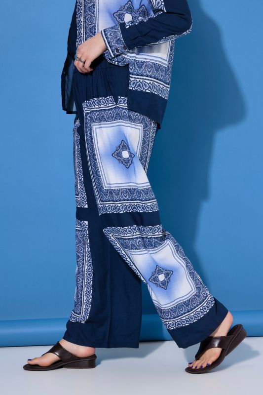 Scarf Print High Waist Wide Leg Pants