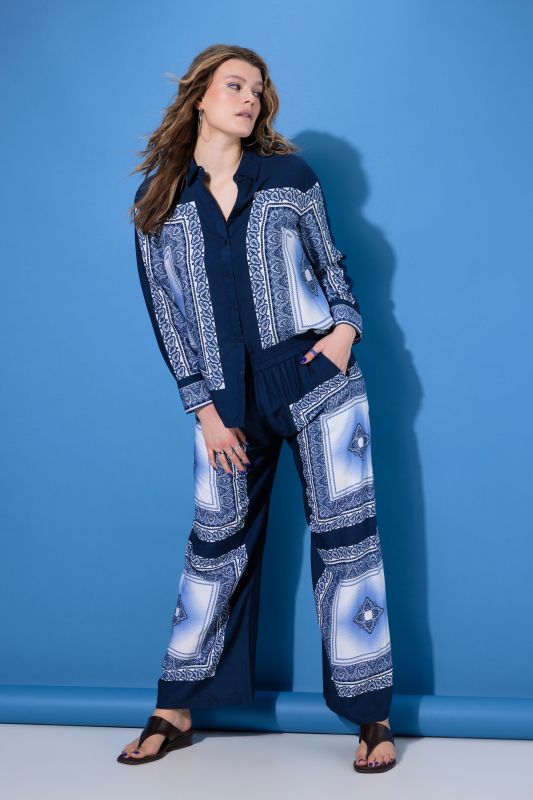 Scarf Print High Waist Wide Leg Pants