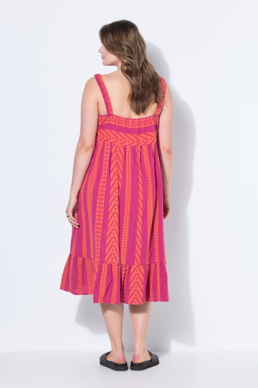 Geometric Print Jacquard A-Line Midi Dress