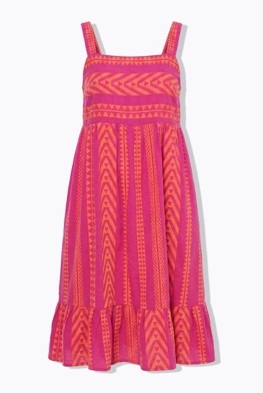Geometric Print Jacquard A-Line Midi Dress