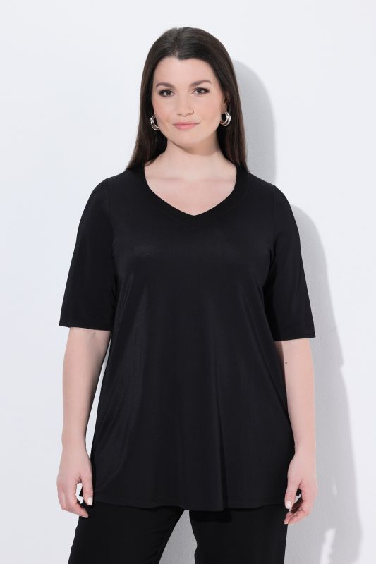 Sweetheart Neckline Slinky Stretch-Fit T-Shirt Blouse