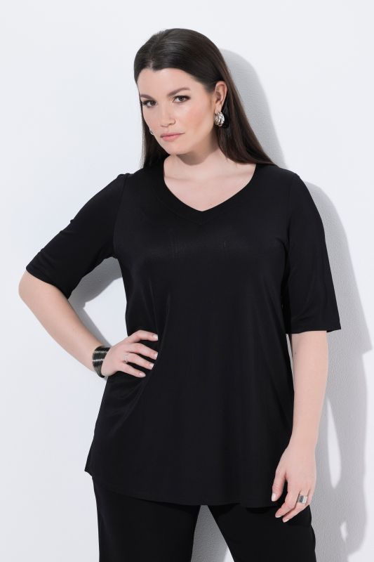 Sweetheart Neckline Slinky Stretch-Fit T-Shirt Blouse