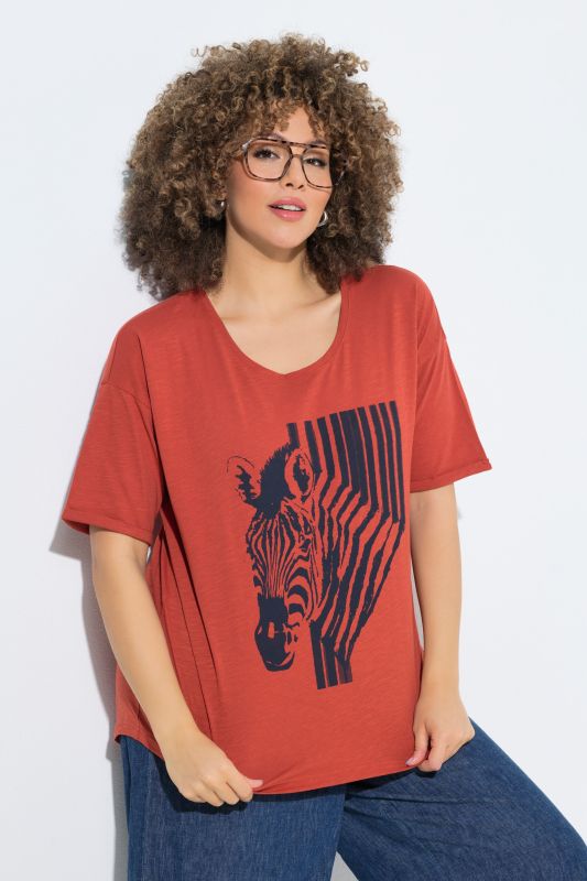 Тениска с принт на зебра