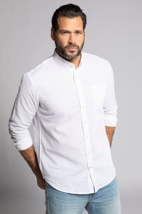 Long Sleeve Linen Blend Shirt