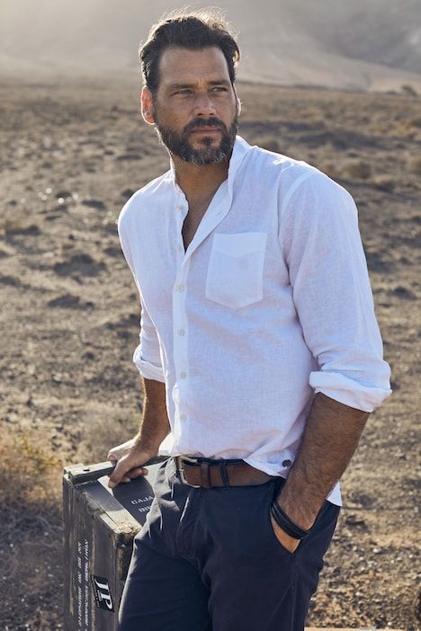 Long Sleeve Linen Blend Shirt