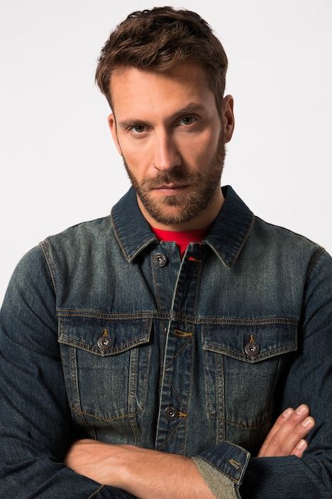 Denim jacket, breast pockets, button placket, up to 8 XL