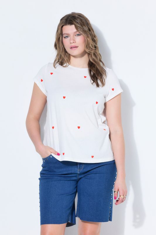 Heart Print Cap Sleeve Tee