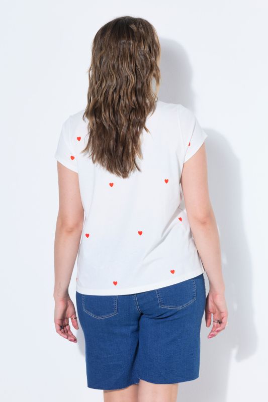 Heart Print Cap Sleeve Tee