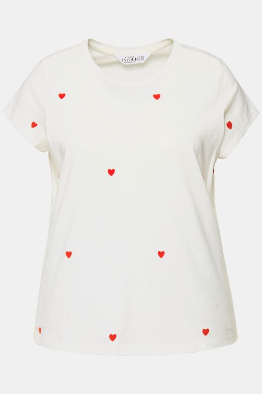 Heart Print Cap Sleeve Tee