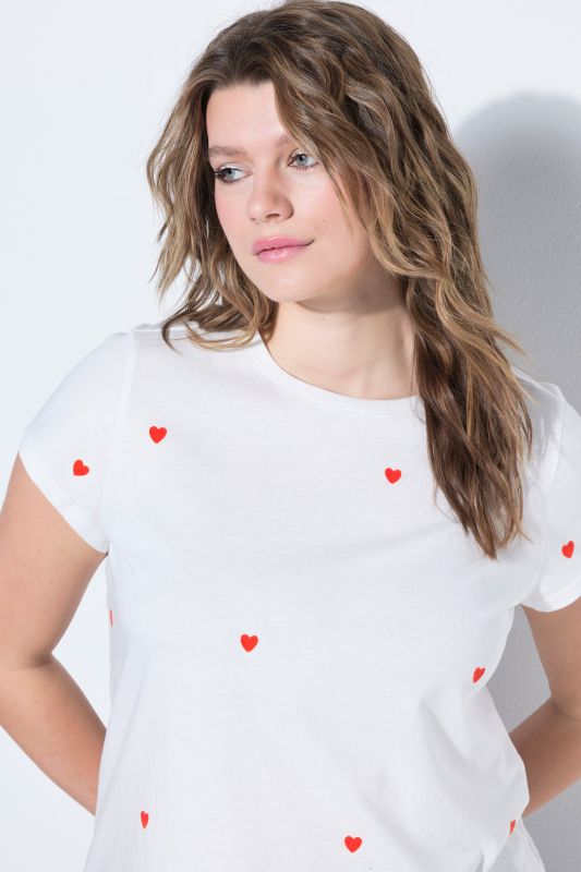 Heart Print Cap Sleeve Tee