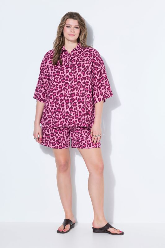 Muslin Leopard Print Short Sleeve Blouse