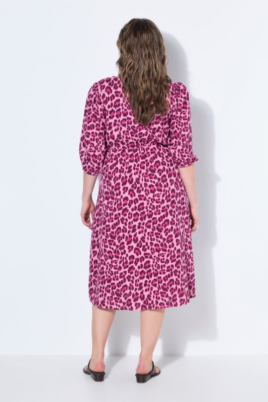 Colorful Leopard Print Balloon Sleeve Dress