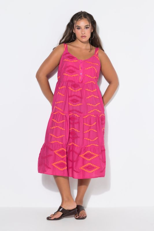 Southwestern Print Flounce Panel Dress