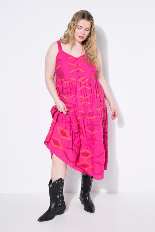 Southwestern Print Flounce Panel Dress