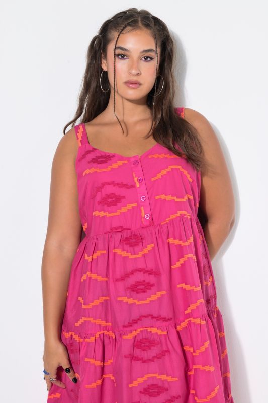 Southwestern Print Flounce Panel Dress