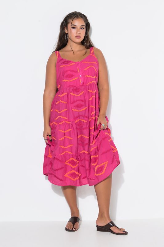 Southwestern Print Flounce Panel Dress