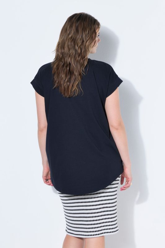 Cap Sleeve Rounded Hem Tunic Tee