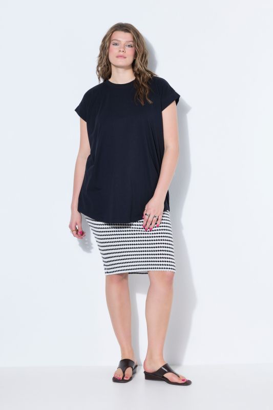 Cap Sleeve Rounded Hem Tunic Tee