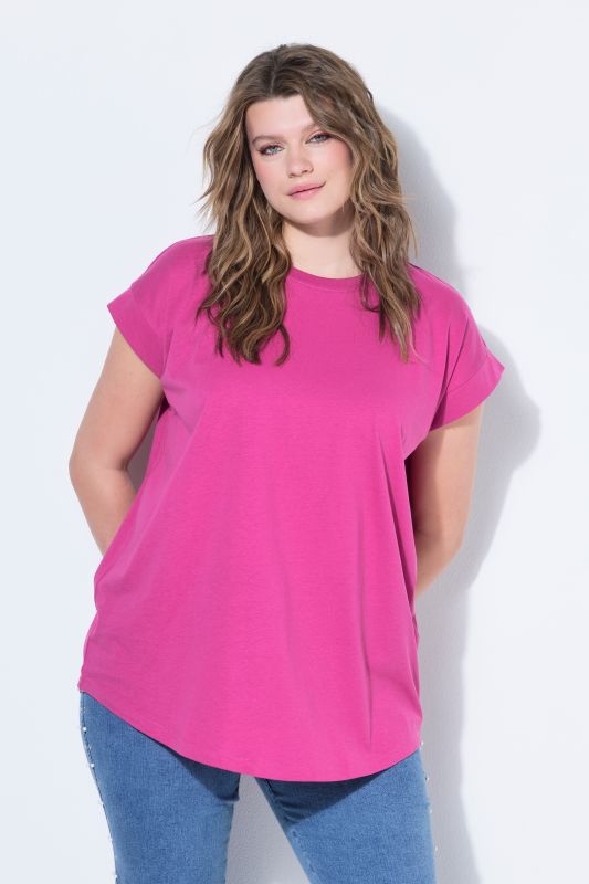 Cap Sleeve Rounded Hem Tunic Tee