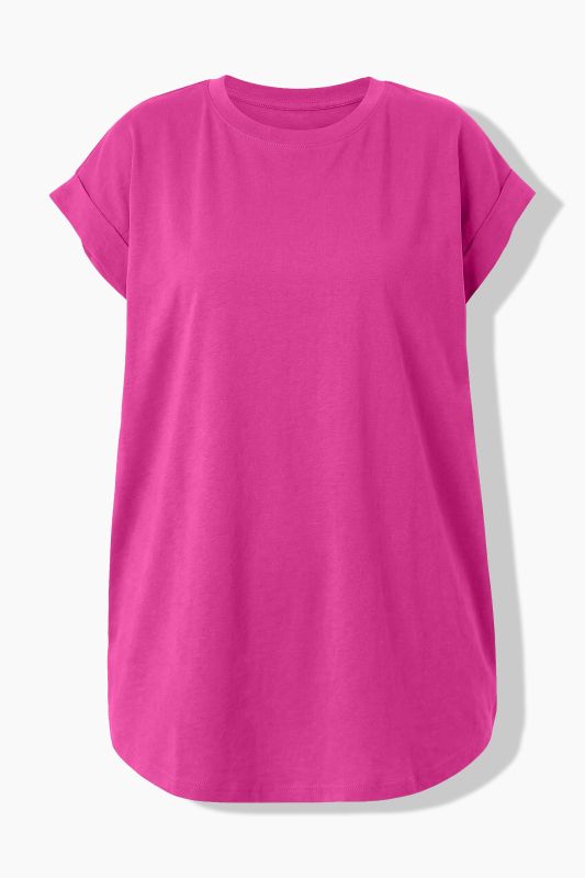 Cap Sleeve Rounded Hem Tunic Tee