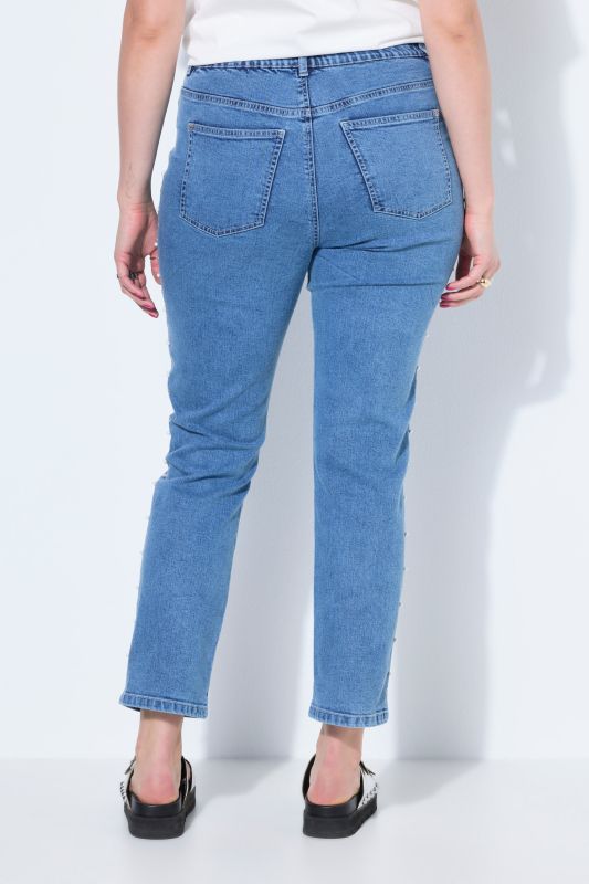 Pearl Studded Stretch Fit Mom Jeans