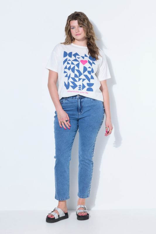 Pearl Studded Stretch Fit Mom Jeans