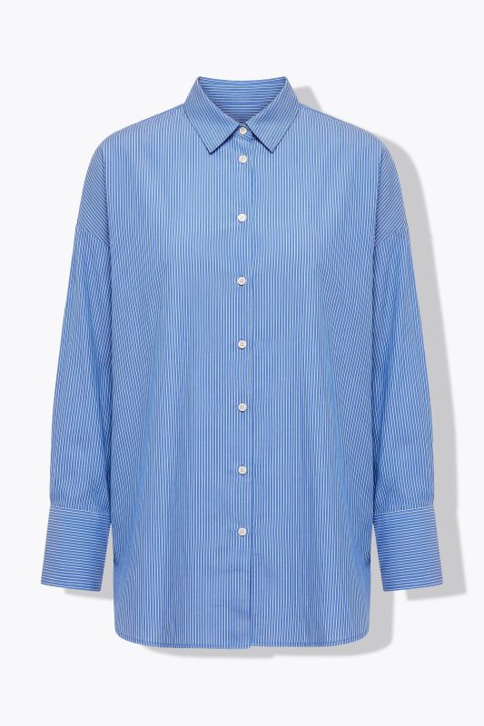 Irregular Striped Button-Down Tunic Blouse