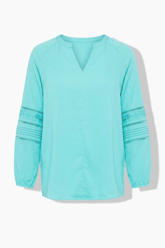 Decorative Sleeve Split Neck Blouse