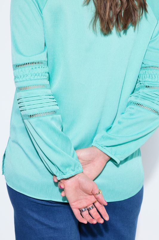 Decorative Sleeve Split Neck Blouse