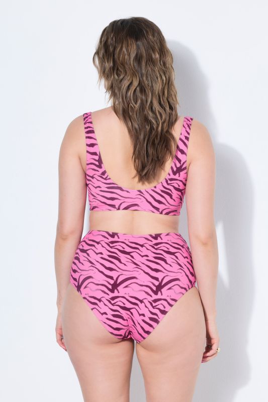 Pink Zebra Print Draped Bikini Top