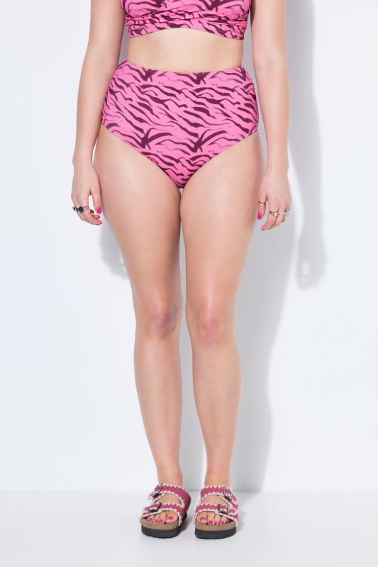 Pink Zebra Print High-Waisted Bikini Bottom