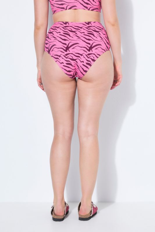 Pink Zebra Print High-Waisted Bikini Bottom