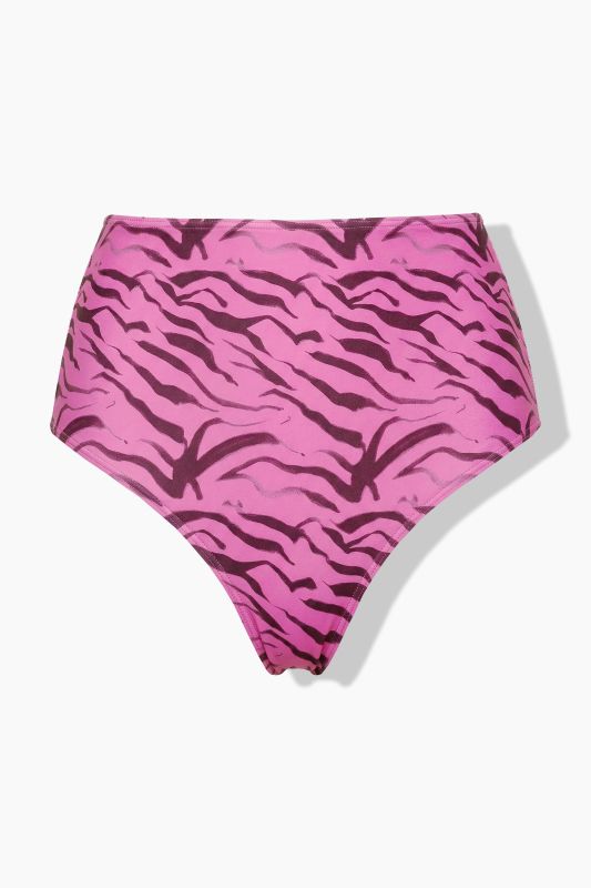 Pink Zebra Print High-Waisted Bikini Bottom