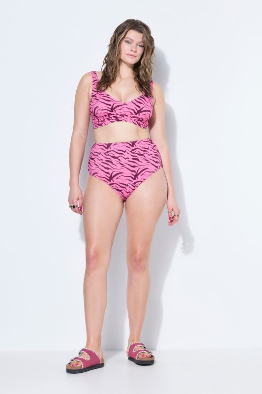 Pink Zebra Print High-Waisted Bikini Bottom