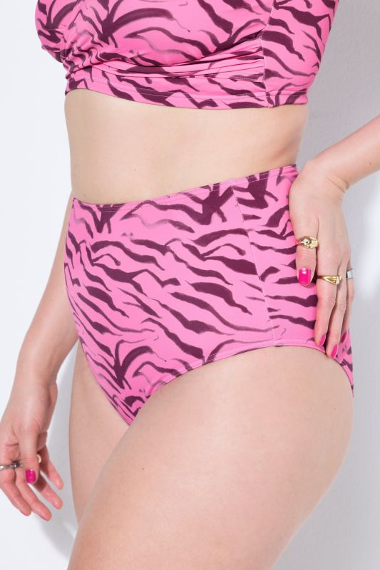 Pink Zebra Print High-Waisted Bikini Bottom