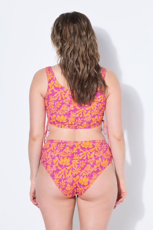 Neon Leaves Gathered Bikini Top