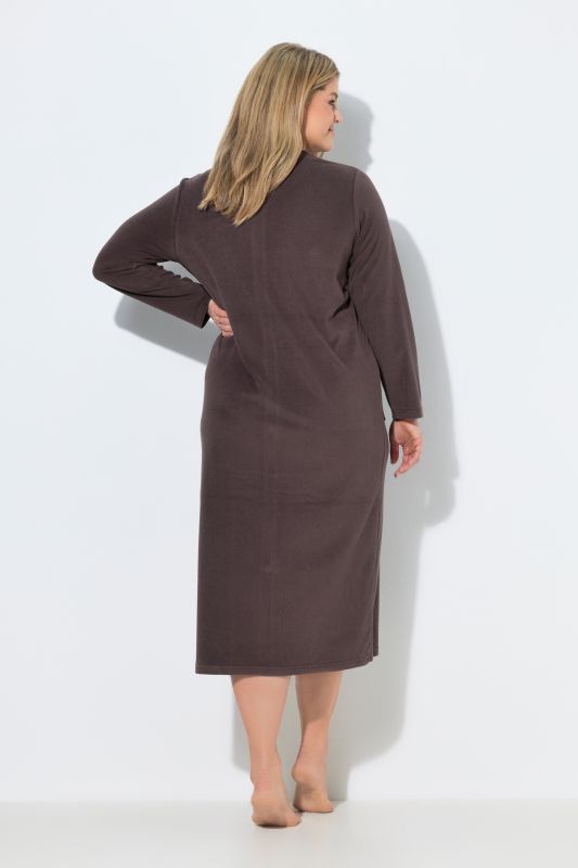 Long Zip Front Cotton Blend Terry Bathrobe