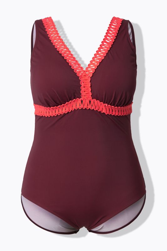 Ribbon Trim One Piece Swimsuit