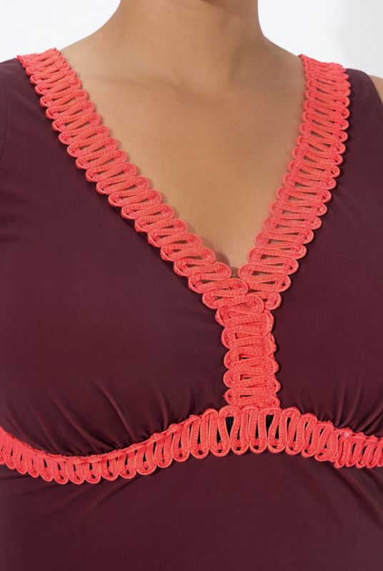 Ribbon Trim One Piece Swimsuit