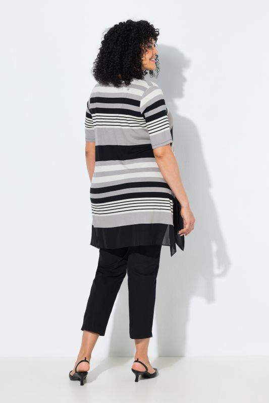 Chiffon Trimmed Striped Tunic