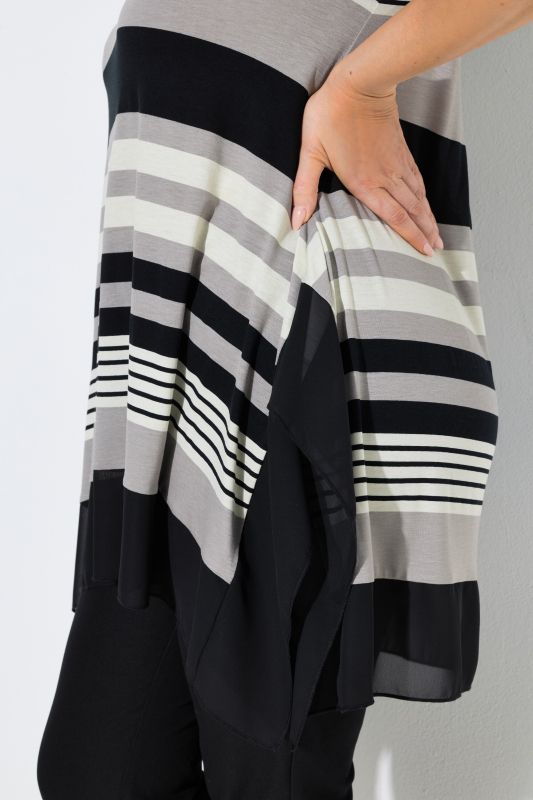 Chiffon Trimmed Striped Tunic