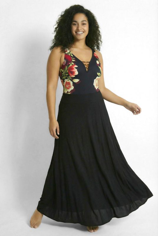 Sheer Elastic Waist Maxi Skirt