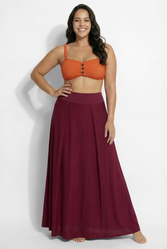 Sheer Elastic Waist Maxi Skirt