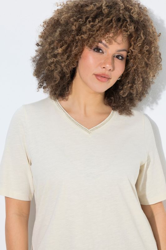 Metallic Embroidered Short Sleeve Tee