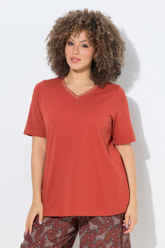 Metallic Embroidered Short Sleeve Tee