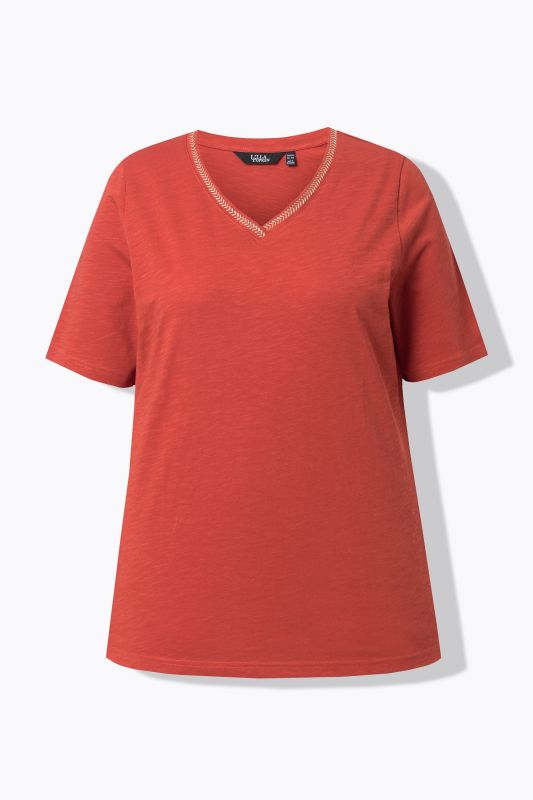 Metallic Embroidered Short Sleeve Tee